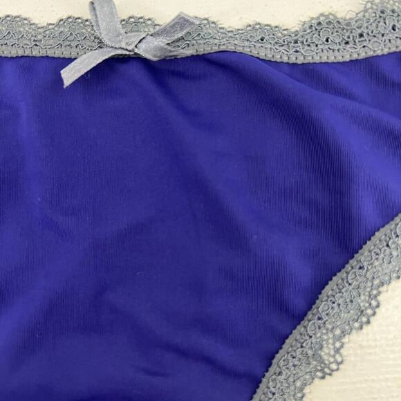 Miss Vickie's Intimates Royal Purple Dark Grey Lace Trim Thong Womens Small 5/$2 - Picture 2 of 5